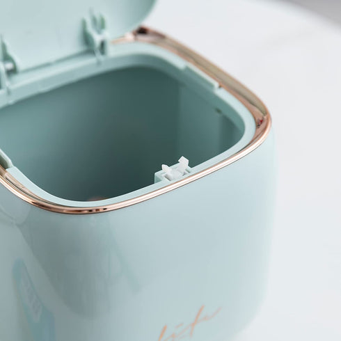 Plastic Trash can Creative Mini Desktop Trash can, with lid Small Home Office Cleaning Trash Button Desktop Storage bin, with 50 Trash Bags (Light...