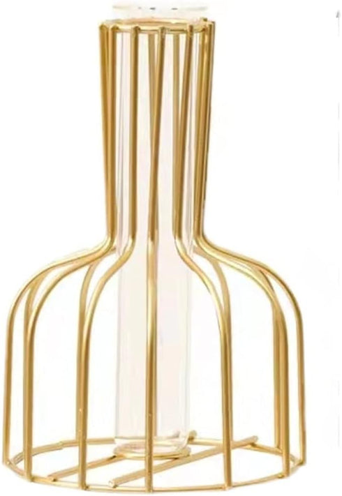 Desktop Plant Vases with Test Tube Glass Flower Vase with Gold Metal Stand Propagation Station Plant Holder for Home Wedding Decor (Gold, Bottle)...