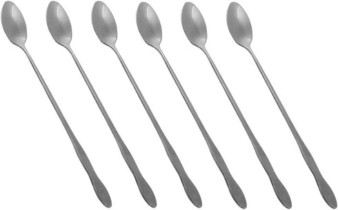 HornTide 6-Piece Mixing Spoon Set 8-Inch 20cm Long Handle Spoons for Ice Cream Cold Drink Fruit Juice Cocktail Stirring and More - Stainless Steel...