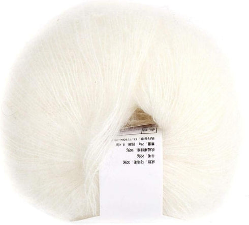 26g/Roll Soft Mohair Knit Angora Long Wool Yarn for Hand-Made Lightweight Shawl Scarf Knitting Work with A Crochet(white)...