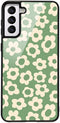 for Samsung Galaxy S22 Plus Green Daisy Flower Case for Women Girls, Cute Phone Cover Tempered Glass Back Cover Soft TPU Bumper Shockproof Case Tr...