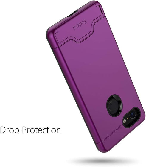 Teelevo Wallet Case for Google Pixel 3, Dual Layer Case with Card Slot Holder and Integrated Kickstand for Google Pixel 3 - Purple...