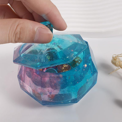 Small Octahedral Storage Box Resin Mold with 1 lid Silicone Molds Epoxy Resin Section Shaped Beads Holder Storage for Jewelry Ornaments Trinket Co...