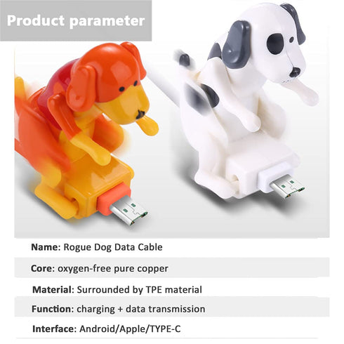 ikasus Funny Humping Dog Fast Charger Cable,Stray Dog Charging Cable, Smartphone USB Cable Charger USB Data Transmission Fast Charger Cable USB Ch...
