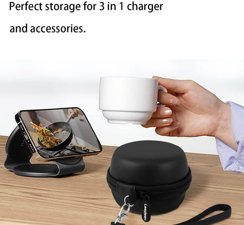 Leayjeen Travel Case Compatible with Hicober 3 in 1 Charging Station/UCOMX Nano Magnetic 2 in 1 Wireless Charger,Foldable Magnetic Charging Statio...