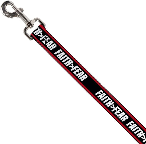 Buckle-Down Pet Leash, Dog Leash, Faith Greater Than Fear Stripe Red Black White, 4 Feet Long 1.0 Inch Wide...