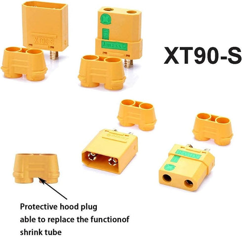 10Pcs Amass XT90 Connector Update XT90S Anti-Spark Male Female for RC FPV Lipo Battery ESC Charger Lead...