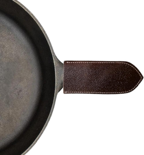 Leather Cast Iron Hot Handle Cover, Skillet Panhandle Grips, Frying Pan, Heat Protection, Kitchen Essentials,Panhandle, Potholder, Slides On/Off E...