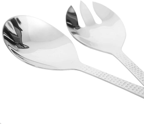 Home Basics 2 Piece Stainless Steel Hosting Serving Set with Hammered Finish Handles, Silver (1)...