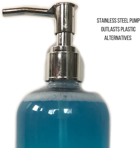 Clear Plastic Soap Dispenser Pump Bottles – 3 Pack, 16 Oz – Refillable Hand Soap Dispensers for Bathroom or Kitchen, BPA-Free Boston Round Pump Bo...