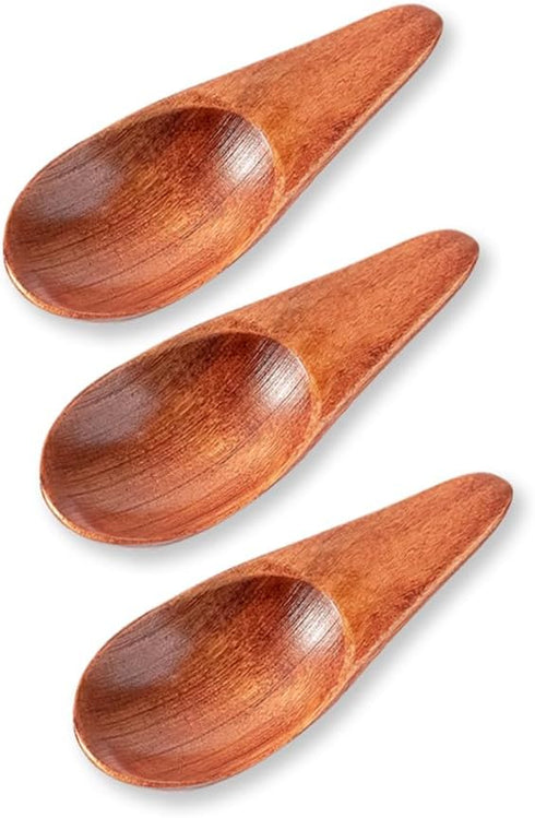 3 Pieces Mini Wooden Spoons, Small Salt Spoon with Short Handle Mini Wood Scoop for Spice Jars Tea Coffee Milk Powder, 2.76 inch, Brown...