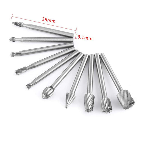 Rotarys Files Woodworking Carving Tool Set, 10pcs Burrs 1/8inch Shank Tungsten Carbide Rotarys Burr Files Woodworking Carving Tool Set...