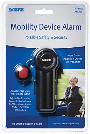 SABRE PA-MDA Mobility Device Alarm with LOUD 120 dB Emergency Panic Button - Great for Walkers, Wheelchairs, Beds or Anywhere where a Call for Hel...