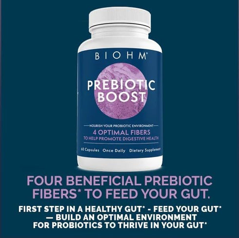 BIOHM Prebiotic Fiber Supplement - 4 Dietary Prebiotic Fiber That Nourishes Good Bacteria and Helps Improves Gut Health & Immune System - Includes...