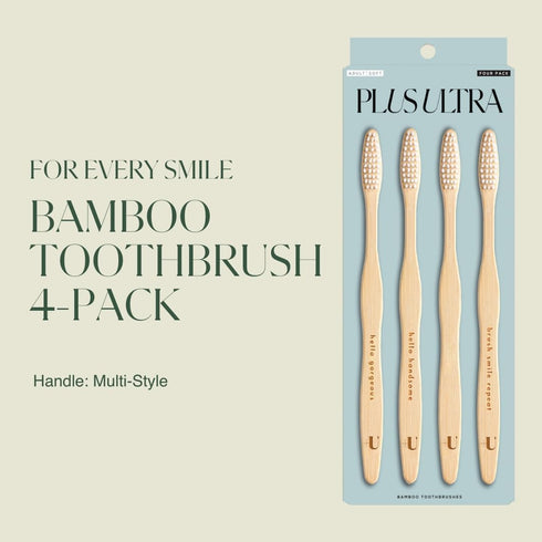 Biodegradable and Eco-Friendly Bamboo Toothbrush 4-Pack - BPA Free Soft Bristle - Dentist-Approved and All-Natural with Positive Affirmations Etch...