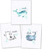 Confetti Fox Kids Bathroom Wall Art Decor - 8x10 Unframed Set of 3 Prints - Sea Animals Dolphin Shark Whale - Wash Brush Flush...