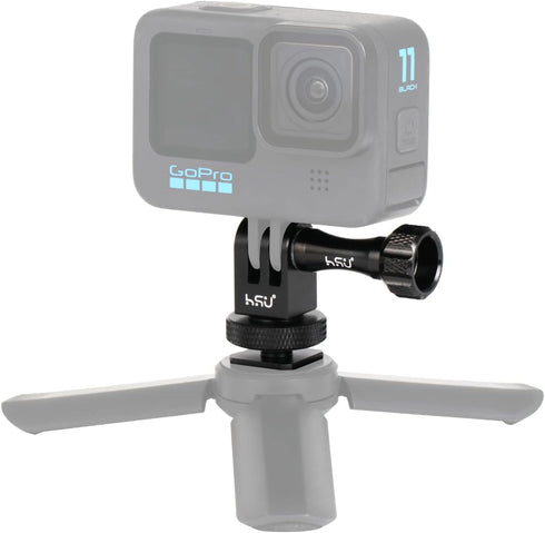 HSU Aluminum Cold Shoe Mount Adapter, 1/4-20 Screw Hole Tripod Mount Adapter for GoPro Hero 12/11/10/9/8/7/6, DJI Osmo Action AKASO, Applicable fo...