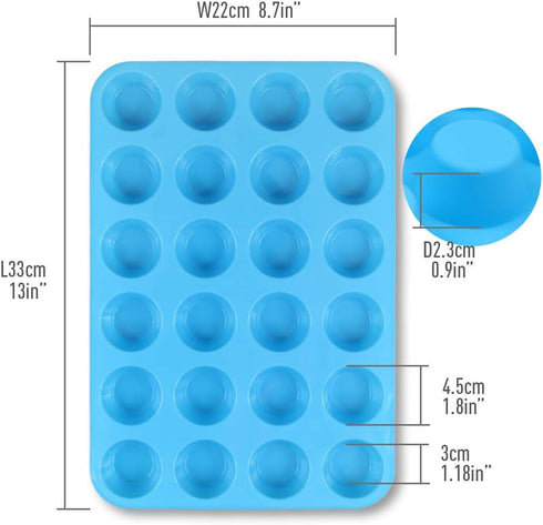 Silicone Muffin Pan, Cupcake Pan, 24 Cups, Food Grade Egg Muffin Baking Silicone Molds, Non-stick, 3 Pcs...