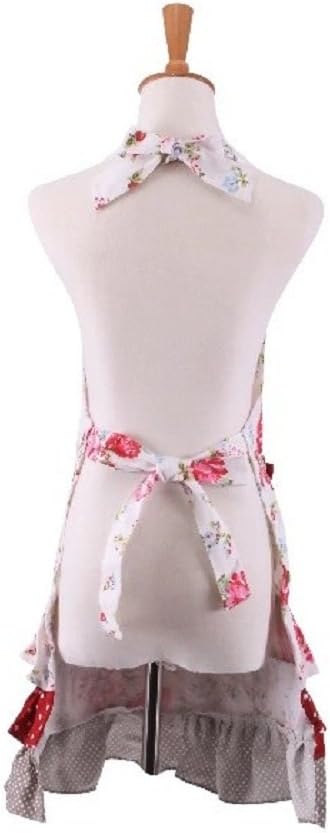 Women's Cotton Floral Apron with Pockets, Adjustable Long Ties for Kitchen Cooking, Baking and Gardening,29x21inch...