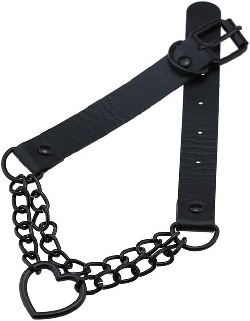 Heart Leather Choker Punk PU Necklace Goth Choker Soft Collar Chain for Women Girls Gifts...