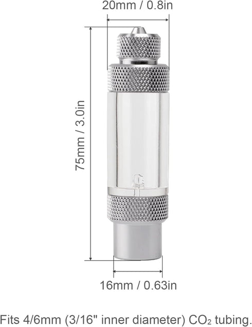 Aquarium CO2 Bubble Counter with Built-in Check Valve for CO2 Generator Regulator, Single Head...