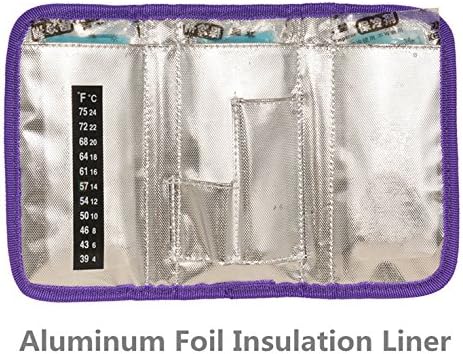 CHILDHOOD Waterproof Insulin Cooler Travel Case Temperature Display Medication Insulated Cooling Bag with 3 Ice Packs (Purple)......