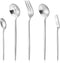 Serving Utensils Set, LAZAHOME Matte Silver 5-Piece Hostess Set, Stainless Steel Silverware Flatware Cutlery Serving Set for Dinner Parties Entert...