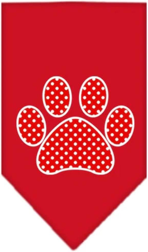 Pet and Dog Bandana Screen Printed, Red Swiss Dot Paw Yellow Small...