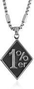 BLEUM CADE Men's Cool 316L Stainless Steel 1% er Pendant Necklace,Black Natural Agate Stone Chain 28"...