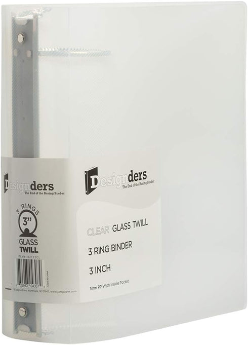JAM PAPER Plastic 3 inch Binder - Clear 3 Ring Binder - Sold Individually...