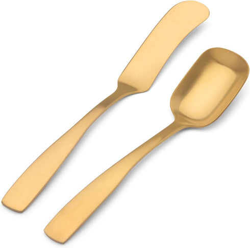 O.C.E. 5-Piece Matte Gold Serving Flatware Silverware Set, Utensil Set of Stainless Steel, Satin Finish, Hostess Tableware Serving Set, Dishwasher...