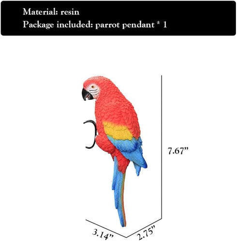 Resin Parrot Flower Pot Hugger Decorations,Parrot Animal Sculpture Hanging Realistic Parrot Garden Ornament for Patio Yard Balcony Lawn Figurine T...