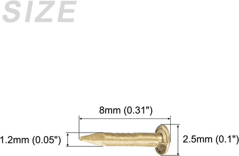 Small Nails (1.2x8mm) 80pcs, Brass Tiny Hardware Nails - for Household Woodworking, Brass Tone...
