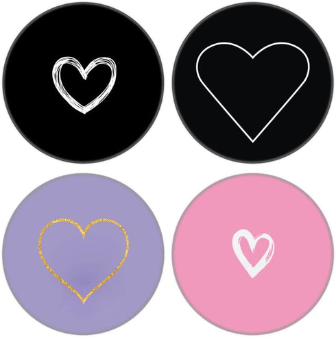 Multi-Function Cell Phone Stand, White Black Purple Pink Heart Expanding Stand Grip for Smartphones and Tablets (4 Pack), PENGY-49...