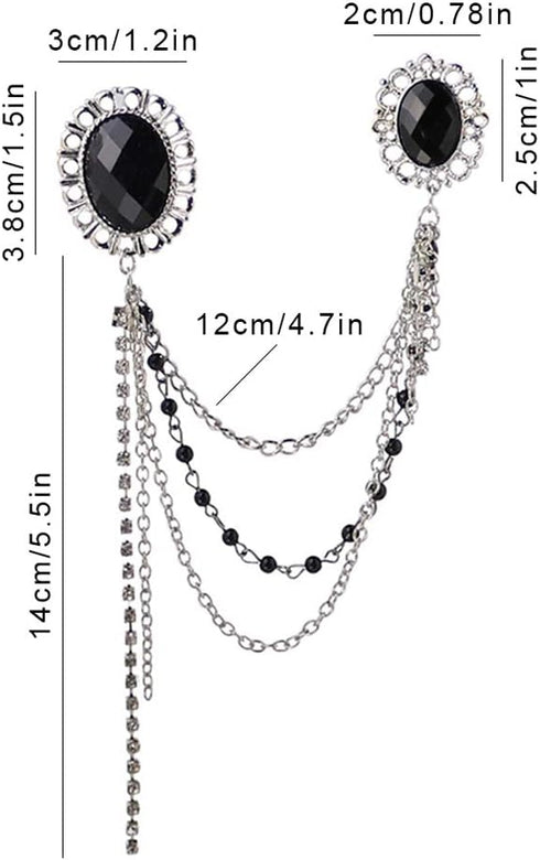 Huture 3PCS Men's Brooch Suit Pin Badge with Chains Brooch Buckle Chain Collar Lapel Pin for Men Shirt Collar Pin Chain Brooch Decoration Metal Br...