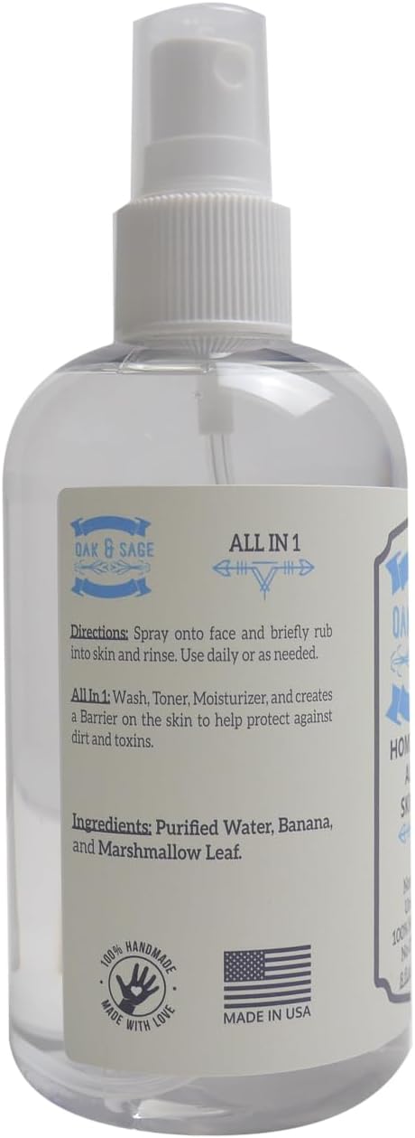 OAK & SAGE Homeopathic All in 1 Skin Care - NonLather - Unscented - 8oz - 100% Herbs/Plants, No Alcohol, No Chemicals - for All Skin Types...
