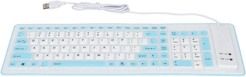 Heayzoki 103 Keys Foldable Silicone Keyboard USB Wired Rollup Keyboard Roll Up Soft Rubber Silicone Keyboard for PC Notebook Laptop Desktop Comput...