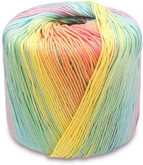Crochet Yarn: 133M Light Rainbow Cotton Yarn for Crocheting - Soft, Multi-Color Thread for DIY Hand Knitting Scarves, Hats, Shawls, Sweaters, Blan...