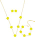 Gold Plated Stainless Steel Flower Bracelet, Necklace and Stud Jewelry Set for Women...