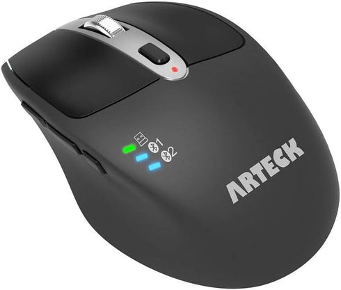 Arteck Wireless Bluetooth Mouse with Nano USB Receiver, Black, 4-Month Battery Life, Ergonomic Design...