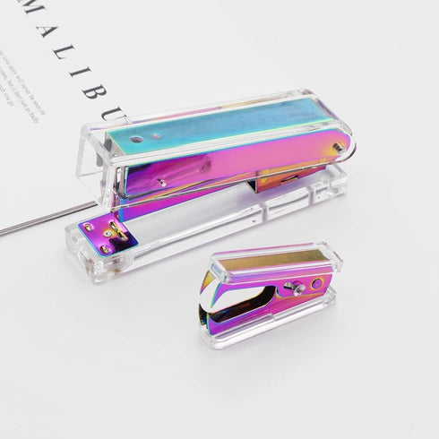 Clear Acrylic Rainbow Stapler Colorful Desktop Staplers with Classic Modern Design Sleek Office and Desk Accessories Gift Idea (Rainbow)...