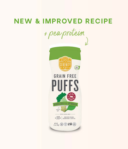 Serenity Kids 6+ Months Grain Free Puffs Toddler & Baby Snack | No Added Sugar, Gluten & Rice Free, Allergen Free | Made with Organic Cassava, Veg...