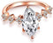 Rose Gold Plated Marquise Cut Clear Cubic Zirconia Engagement Band Ring for Women, Simulation Diamond Halo Wedding Ring (US Size 9)...