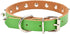 Basic Classic Adjustable Genuine Cow Leather Pet Collars for Cats Puppy Dogs (Large/Neck 11.8"-15.3", Green-Spiked Rivet)...