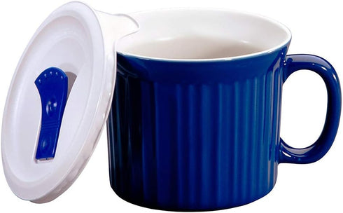 Corningware 1105119 20-Ounce Oven Safe Meal Mug with Vented Lid, Blueberry...