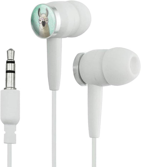 GRAPHICS & MORE Hip Llama with Glasses Novelty in-Ear Earbud Headphones - White...