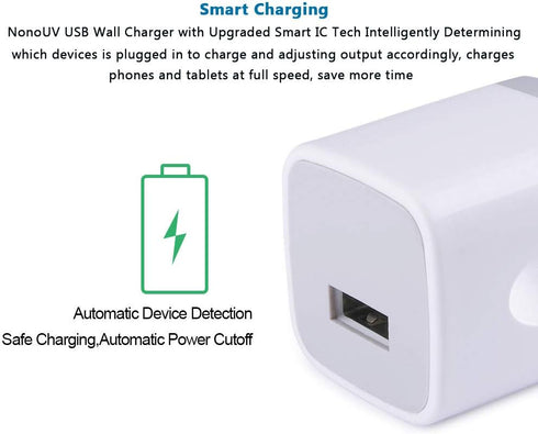 Charging Block for iPhone, Charger Box, USB Cube, NonoUV 10-Pack Single Port Wall Charger 1A/5V USB Outlet Plug Adapter Power Bricks for iPhone 15...
