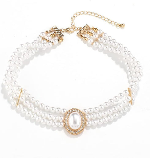 Vintage Dainty Gold Sexy Rhinestones Pearls Chunky Short 1920s Choker Necklace Chain Multilayer Choker Pendant Necklaces Prom Party Bar for Women ...