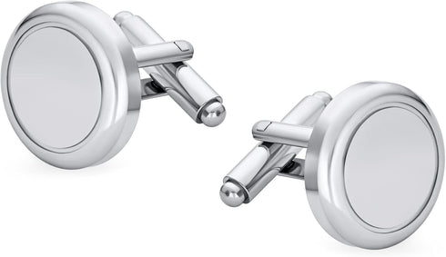 Two Tone Solid Round Bar Executive Cufflinks For Men Shirt Cufflinks Gold Plated Silver Tone Steel Graduation Gift Hinge Bullet Back...