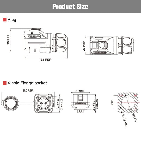 2 Pin Waterproof Connectors, Waterproof Electrical Connectors, M20 Power Connectors, Aviation Cable Connectors for Automotive, Marine, Lights, and...